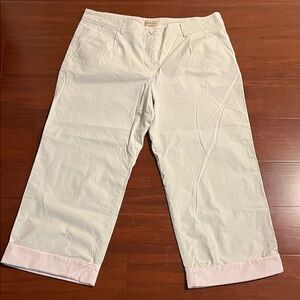 Women's Anthropologie Elevenses Mid Rise Wide Leg White Cropped Pants Size 10